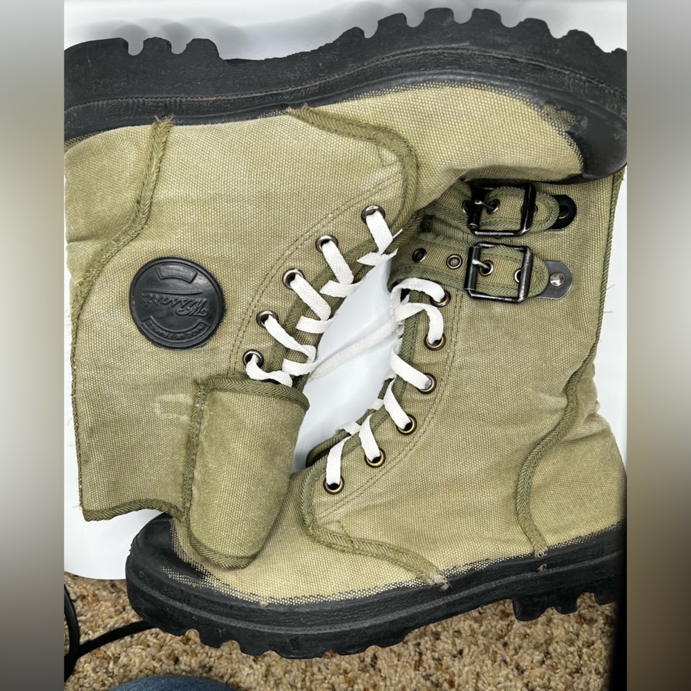 Vintage Wissart Military Canvas Gaiter Double Buckle Army Boot Size 43 - Picture 7 of 16